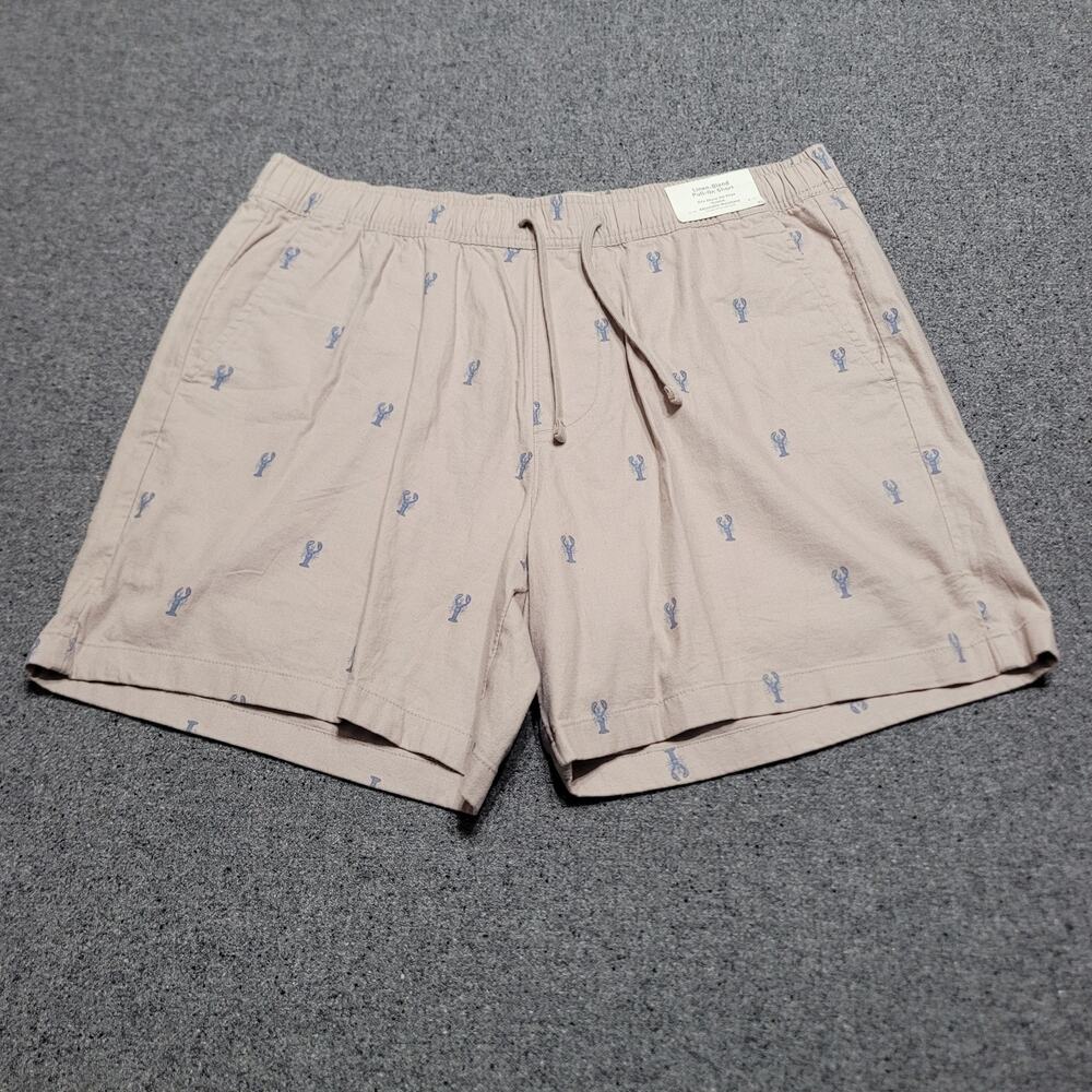 Hollister Shorts Mens Extra Large Taupe Above Knee Lobster Linen Blend Pull On